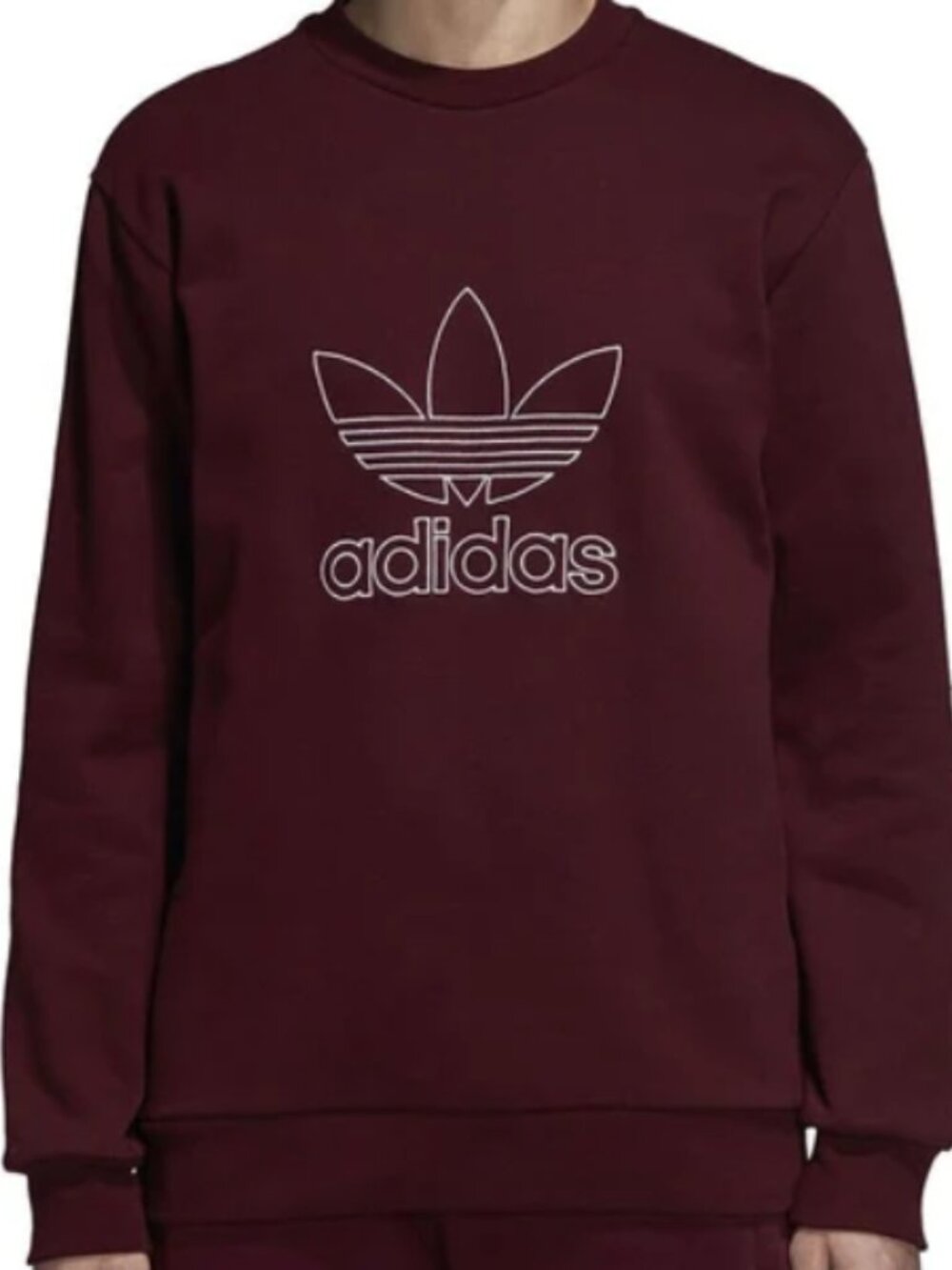 Adidas Originals Outline French Terry Crew Sweatshirt in Maroon S
